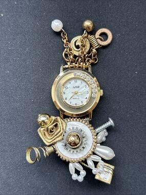 Azur Gold Tone Steampunk Pin Watch